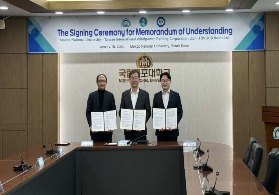 臺韓離岸風電合作再深化！臺灣風能訓練公司攜手木浦大學及 TÜV SÜD Korea簽署合作備忘錄，共同打造GWO培訓中心