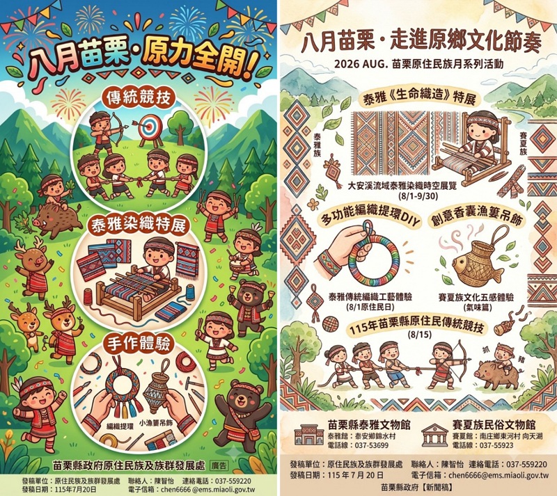 八月苗栗・原力全開！ 傳統競技、特展、手作一次體驗        邀您走進原鄉文化節奏