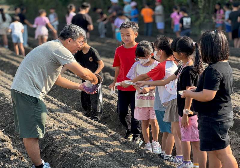 高市美濃區吉東客家人文實驗小學及附幼師生 撿石整地施肥種白玉蘿蔔惜食永續