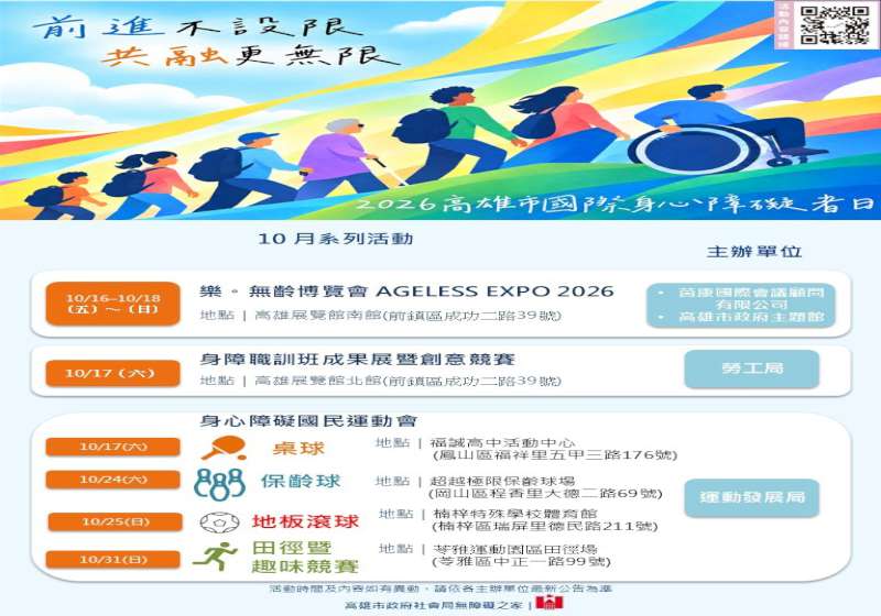 高市社會等6局處攜手身障團體 國際身障者日系列活動10至12月接力邀參