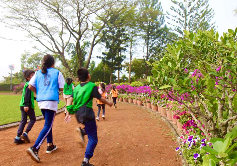 高市內門區金竹國小九重葛盛開 親師生校友遊客造訪躋身新興打卡熱點