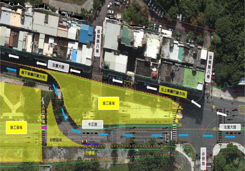 高市新台17線永久路型實體分隔島施作 左營區中正、必勝路、左營大路交管