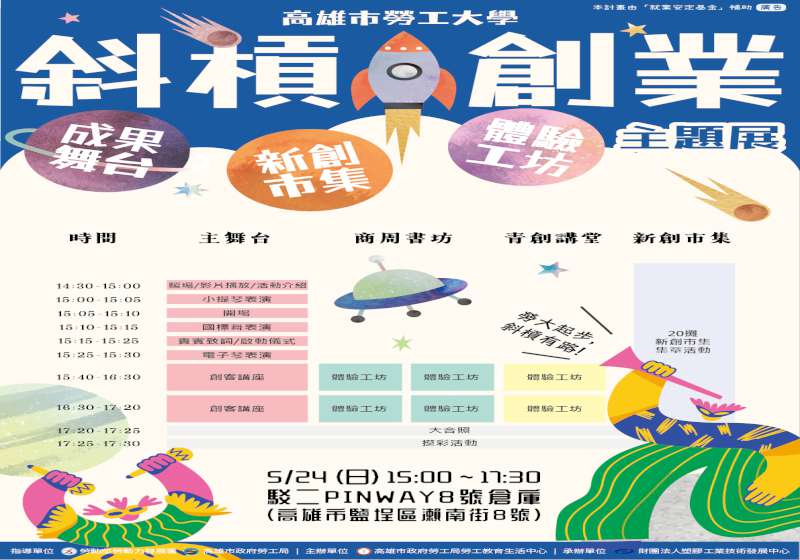 高市勞工局勞工大學斜槓創業主題展 5月24日相約駁二藝術特區Pinway8號倉庫
