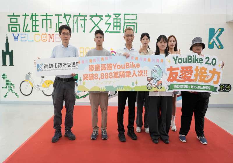 高市公共自行車第8887萬至8889萬使用者出爐 響應友愛接力計畫回饋最高10元騎乘券